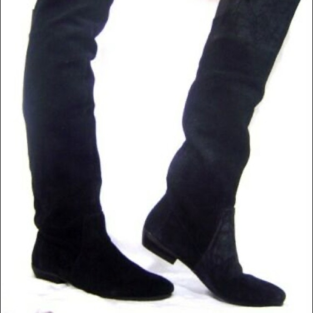 NINE WEST Black Suede Sitcom Thigh high Boots Thigh szs 5M